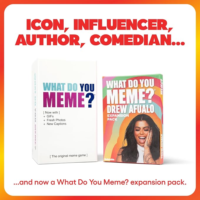 What Do You Meme? Drew Afualo Expansion Pack by Relatable – Card Games for Adults, Featuring All New Meme Game Content. Includes 15 Image Cards and 10 Caption Cards