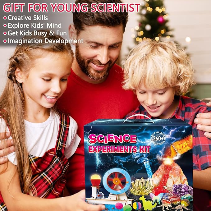UNGLINGA 260+ Experiments Science Kits for Kids, S.T.E.M Science Projects | Dig Volcano Gemstones Crystal Making Soap bouncy ball, Christmas Birthday Toys Gifts Idea for Boys Girls, Scientist Set