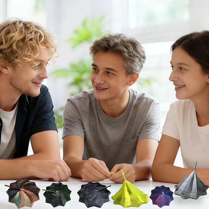 3D Printed Expanded Sensory Fidget Star - 2025 Sensory Fidget Star with Handle, Multi-Colored Whirling Spiral 3D Fidget Toy, Multiple Ways to Play for Adult Relieving Stress (Laser Purple,3.15in)