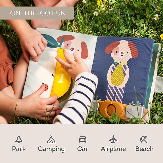 Taf Toys Busy Book for Toddlers 1-3 - Montessori Activity with 15 Interactive Activities - Opposites Theme - Baby Quiet Pages for 1 Year Old - Birthday Gift for Boys and Girls