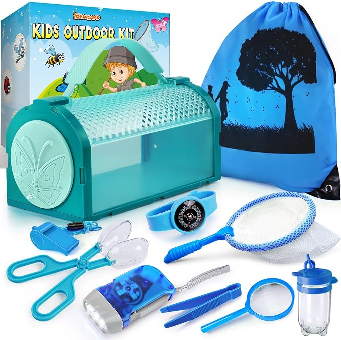 Bug Catcher Kit & Outdoor Explorer Kit for Kids, 10 Pcs Bug Catching Kit | with Toy Cage, Backpack, Flashlight, Outdoor Exploration Toys Gift for Boys Girls 3-12