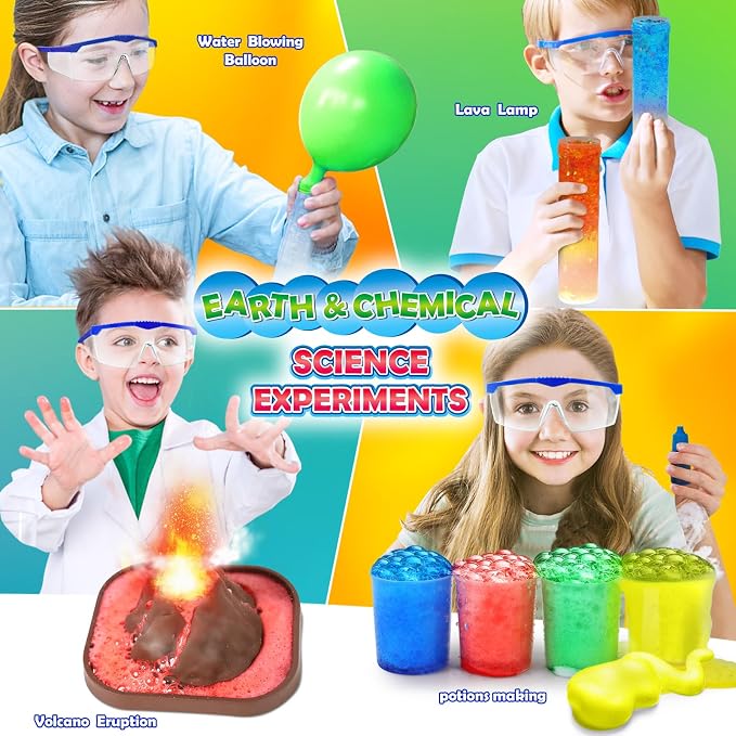 UNGLINGA 30+ Experiments Science Kits for Kids, S.T.E.M Educational Project Activities Toys Gifts for Boys Girls, Chemistry Set, Bouncy Ball, Volcano Eruption | S.T.E.M Educational Project Activities Toys Gifts for Boys Girls, Chemistry Set, Bouncy Bal...
