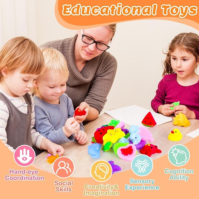 VISCOO 120 Pack Squishy Toys, Mochi Squishy Bulk, Kawaii Squishies for Kids | Stress Relief Sensory Toys, Treasure Box Toys for Classroom Prizes, Easter Basket Stuffers,Goodie Bags Fillers Party Favors