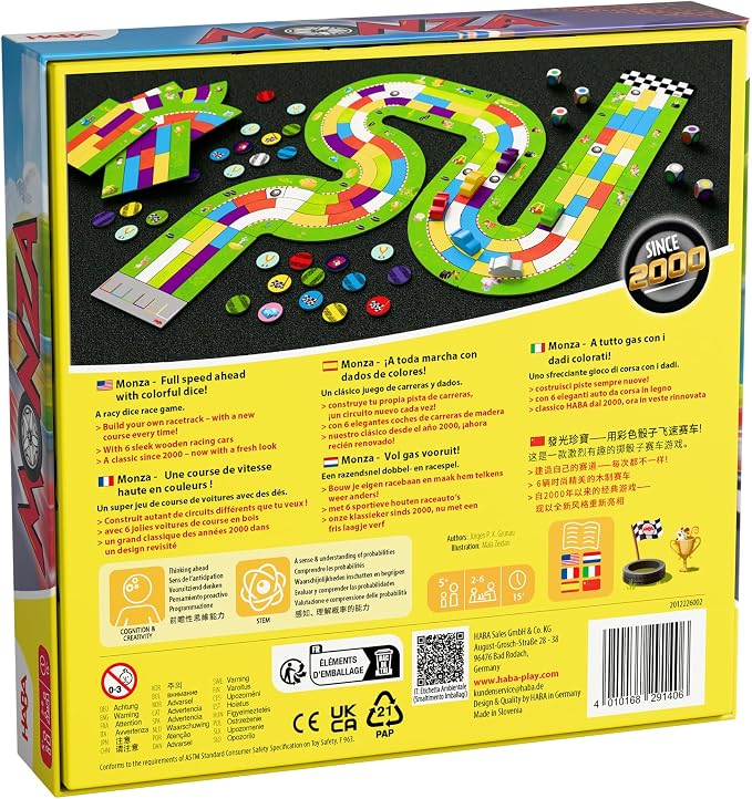 HABA Monza Car Racing Board Game for Kids, Color Matching Strategy Game, Ages 5+