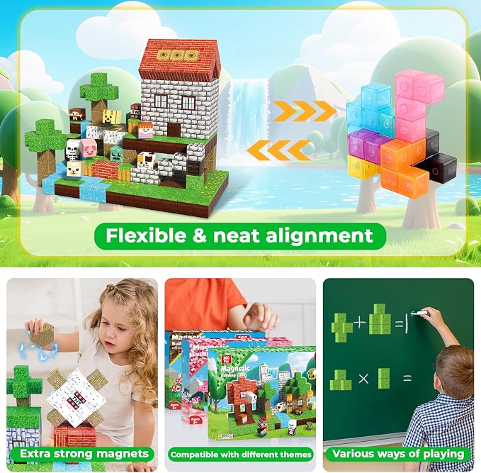 ToyUnited 300PCS Magnetic Blocks - Magnetic Building Blocks, Stacking Magnet Cubes Toys, STEM Montessori Sensory Game Toys for Kids Boys and Girls Ages 3 4 5 6 7 8 9 10+ Birthday Gifts