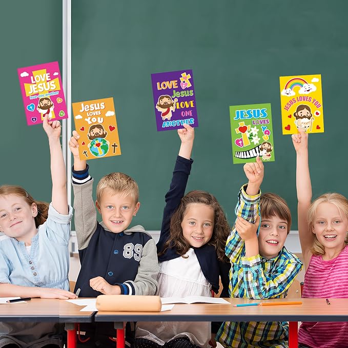 Dvbonike 96Pcs Jesus Loves You Coloring Books Religious DIY Color-in Pages | Bible Drawing Booklet Bulk, Christian Artwork, Holiday Activity, Sunday School Supplies, Classroom Rewards, Gift, for Kids
