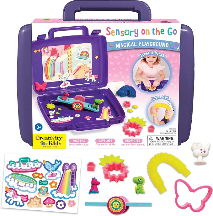 Creativity for Kids Sensory On The Go Kit: Magical Playground - Sensory Bins for Toddlers Ages 3-5+, Unicorn Gifts for Girls, Preschool and Toddler Toys