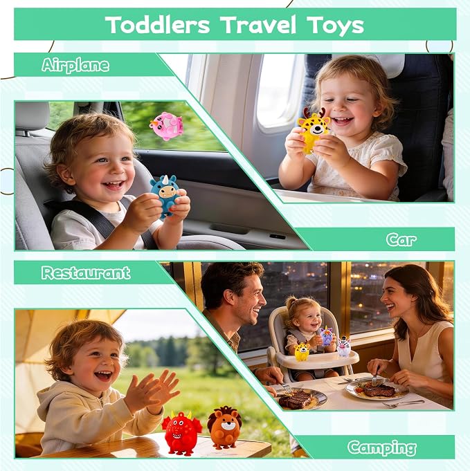 12PCS Animal Suction Popper Fidget Toys, Travel Toys for Airplane Car Activities, Silicone Sensory Toys, Birthday Party Favors for Kids, Pinata Stuffers for Kids, Preschool Classroom Prizes