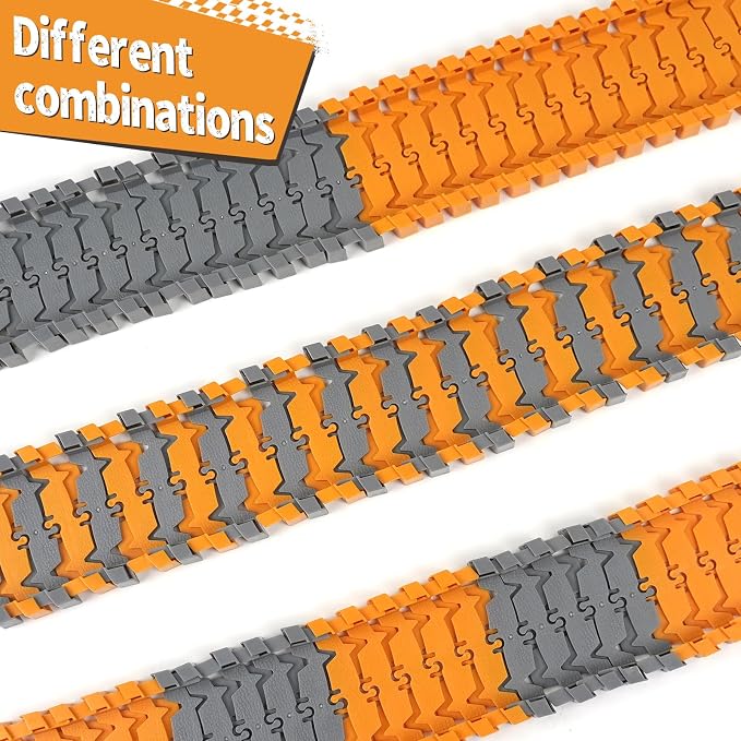 100 Pcs Construction Flexible Track Expansion Kit for Kids – Birthday Gift for Boys Ages 3, 4, 5, 6, 7,Compatible with Most Engineering Track Sets, Add-On Accessory Toy for Building Raceway