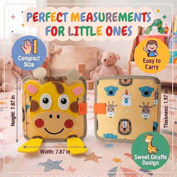 LUMS Busy Book for Toddlers 1-3 - Montessori Busy Board, Toddler Activity Book Ages 2-4, Felt Quiet Sensory Learning Travel Toy for 1 Year Old, Car & Airplane Rides