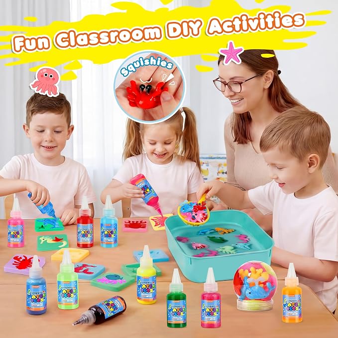 URMYWO Magic Water Elf Toy, Aqua Fairy Water Gel Kit, Squishies Water Pets | 12 Gels & 10 Molds, DIY Squishy Maker Set, Create Your Own Squishies Sensory Toys Crafts, Summer Gifts for Boys Girls
