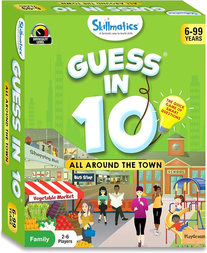 Skillmatics Guess in 10 Around Town – Card Game for Kids & Families | Perfect for Boys, Girls & Kids, Travel Friendly Card & Board Games, Gifts for Ages 6, 7, 8, 9 & Up