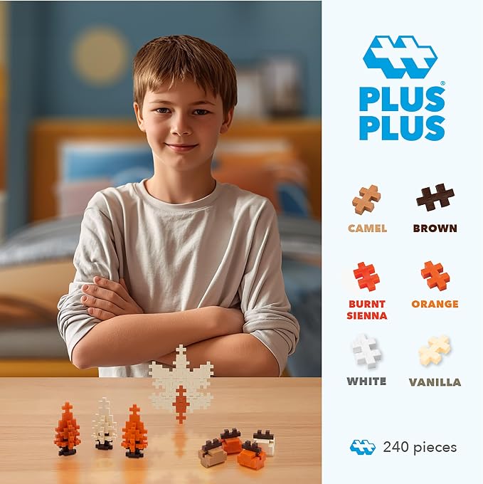 PLUS PLUS 240 Piece Pumpkin Spice Mix - Mini Waffle Blocks, STEM Toys | Sensory Bin Filler, Classroom Must Haves, Gifts for Boys & Girls, Autistic Toys, Halloween Toys for Kids