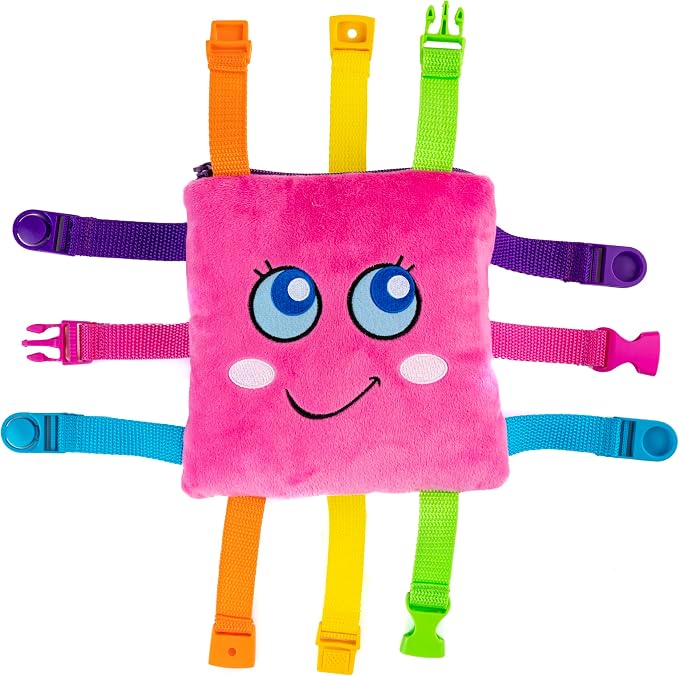 Buckle Toys, Bella Square, Learning Activity, Easy Travel Toy for Toddlers | Develop Motor Skills and Problem Solving, Travel Toy Perfect Car Travel Accessories for Long Trips