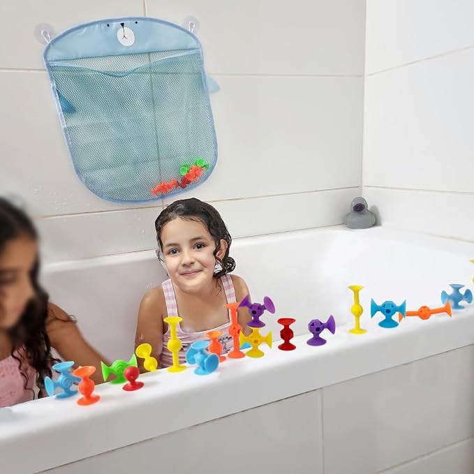 ODELA Suction Sensory Toys 155Pcs - STEM Building Bath Toys for Kids 3+