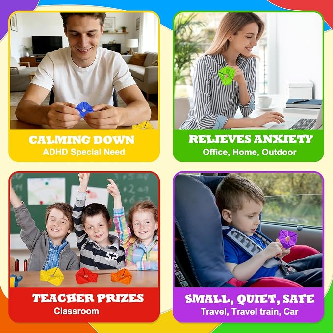 6Pack Fidget Silicone Sensory Toys for Kids Flip Cube with Textures | Quiet Small Fidgets for Classroom Focus,Stress Relief Toys for Autism ADHD Calm Down, Non-Toxic Durable Desk Fidgets Home