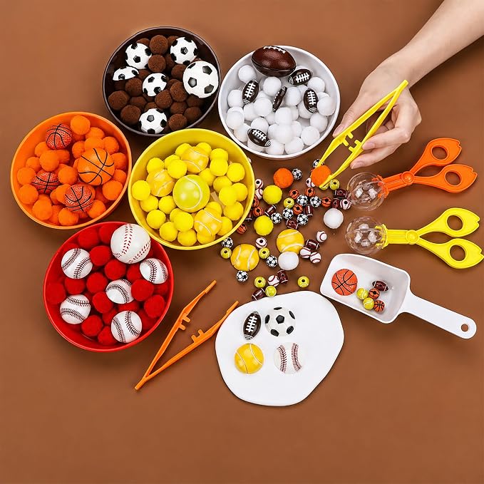 246PCS Sports Ball Sorting and Counting Materials Set, Basketball Football Baseball Themed Manipulatives, Activity Supplies for Classroom, Home and Travel （ball）