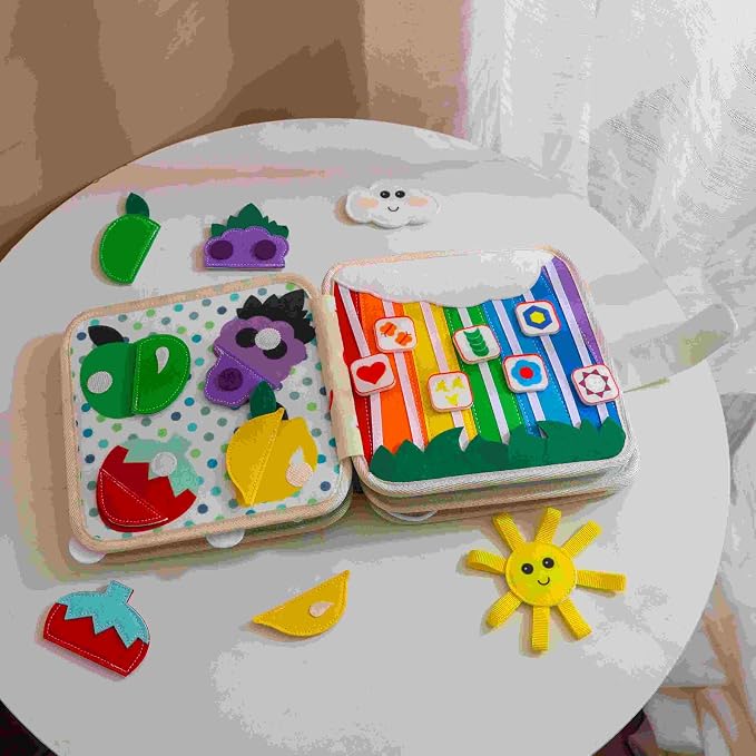 GOODMOM Busy Book for Toddlers Age 1-3 - Interactive Quiet Felt Activity Book with Hide-and-Seek Tiger, Travel Toys for Kids, Learning Toys, Fine Motor Skills,