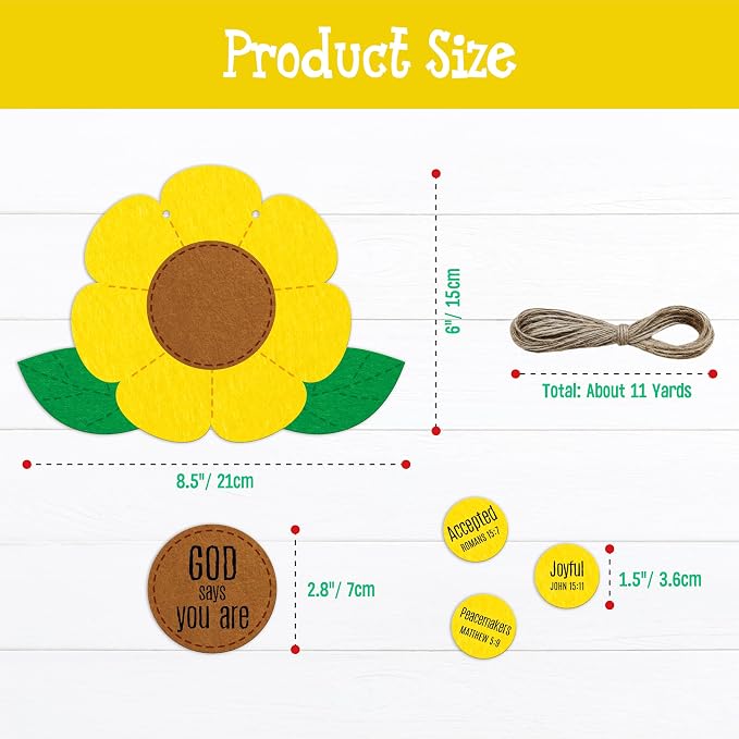 Hebayy 30 Set Sunflower Craft Kit, God Says You are DIY Craft Supplies for Sunday School, Glue-Free & Easy to Assemble Religious Christian Bible Supplies for School Activities