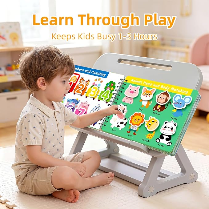 Busy Book for Toddlers 3-5, Montessori Preschool Learning Activities | Toddler Quiet Reusable Sticker Activity Book, Autism Sensory Travel Toys, Educational Gift for Boys Girls Kids ( 26 Pages )