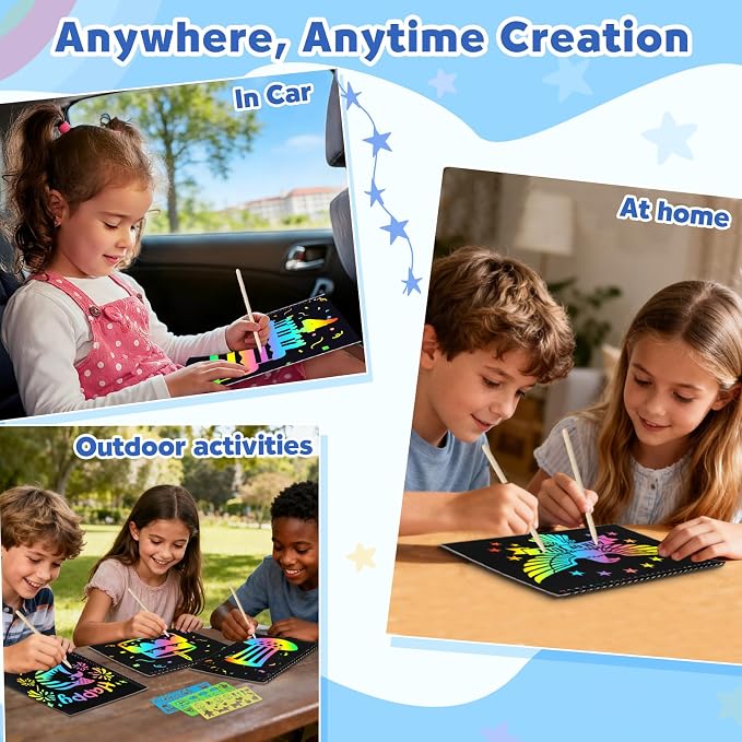 ZMLM Scratch Paper Art-Crafts Gift: 2 Pack Rainbow Notebooks Supplies Toys | Art Crafts for 3 4 5 6 7 8 9 10 11 12 Years Old Girls and Boys Kids Birthday Christmas Party Travel Games Activities