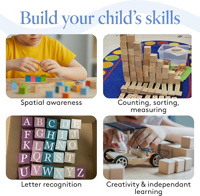 Birch Wood Cubes for Crafts: 7/8 Inch, Pack of 50 Unfinished Cubes - Perfect for Building, STEM & Baby Showers