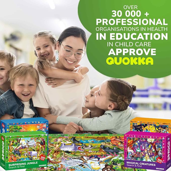 100 Piece Puzzles for Kids Ages 4-6 - 4 Jigsaw Kids Puzzles Ages 4-8 | Search and Find Observational Nocturnal Life - Educational Kids Puzzles Ages 8-10 - Learning Toys for Children 5-8