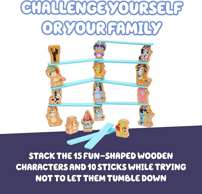 Bluey Stacking Game, Spin & Balance 15 Character Pieces