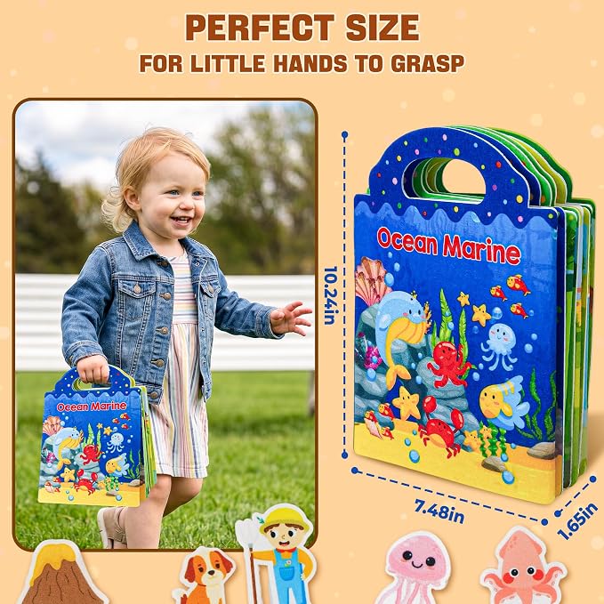 Activity Books for Toddlers 1-3|Felt Montessori Busy Book for Toddlers | Educational Learning Toys for 2 Year Olds|Preschool Sensory Fine Motor skills Sorting Birthday Gifts