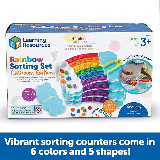 Learning Resources Rainbow Sorting Set Classroom Edition - Toddler Sensory Bin Toys, Montessori Fine Motor Skills, Color Shape Sorter Games, Preschool and Homeschool , Back to School, Teacher Gifts | Color Sorting Toy, Preschool Toys, Toddler Sensory B...