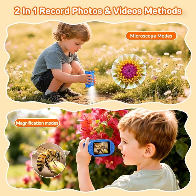 1000X Digital Handheld Microscope for Kids Portable Outdoor Toys & Gifts | 2.0" IPS Screen Magnifier, STEM Science Lab Magnifying Glass, Photo&Video Pocket Edu Toy for Boys & Girls Age 4-12, Blue
