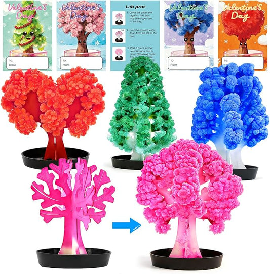 24 Pack Growing Crystal Trees Kit With Greeting Cards for Kids STEM Science Experiment Craft Party Favors School Classroom Gifts Exchange Goodie bags for Boys and Girls