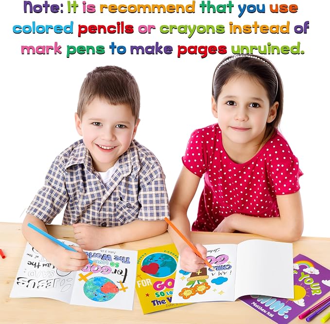 24Pcs Bible Coloring Books Religious Theme DIY Color-in Pages | Inspirational Words, Christian Activity Artwork, Sunday School Supplies, Classroom Reward, Party Favor, Gift, Drawing Booklet