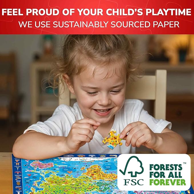 100 Piece Puzzles for Kids Ages 6-8 - 3 Jigsaw Kids Puzzles Ages 4-6 | Learning United States, World Map, Space - Toddlers Puzzles for Ages 5-8 - Kids Puzzles Ages 8-10-12 Year Old Educational