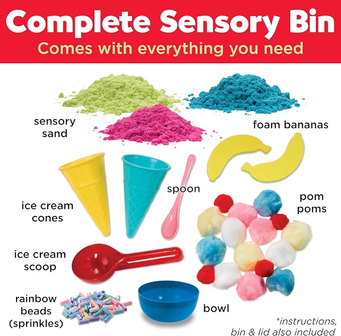 Creativity for Kids Sensory Bin: Ice Cream Shop Playset - Toddler Learning Toys for Kids Ages 3-4+, Pretend Play Ice Cream Set, Kids Gifts for Girls and Boys
