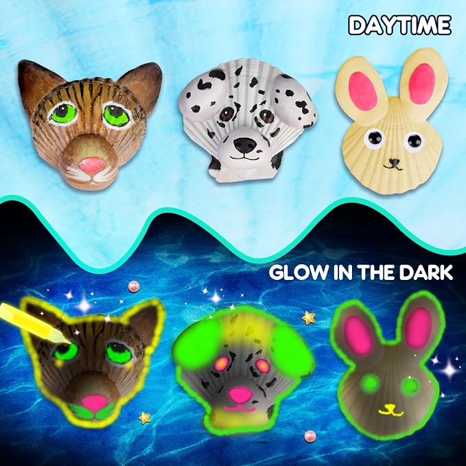 EPUMP Shell Painting Kit for Kids - Glow in The Dark Arts and Crafts Supplies Kits for Girls Boys - Kids Activities Creative Art Set Birthday Gifts DIY Paint Toys for Age 6 7 8 9 10 11 12 Years Old