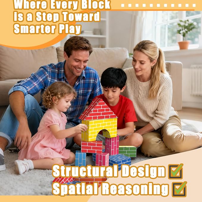 Cardboard Building Blocks for Kids 36pcs: Jumbo Gifts Heavy Duty Develop Creative Thinking Spatial Reasoning Easy to Assemble