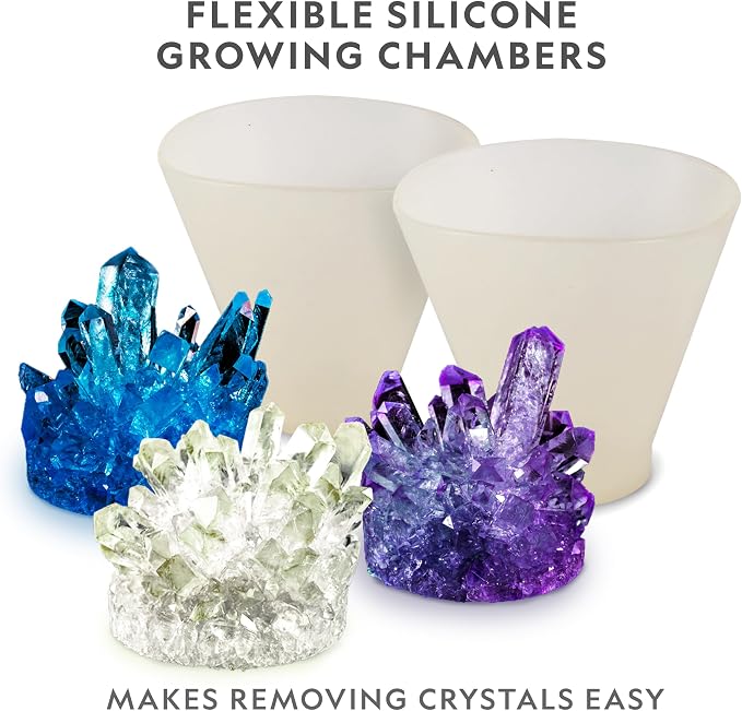 National Geographic Mega Crystal Growing Kit with 6 Crystals for Kids 8-12 | Glow-in-the-Dark Crystal, Light-Up Night Display, 5 Additional Colors, Real Crystal Specimens, Science Kit, Birthday Gift