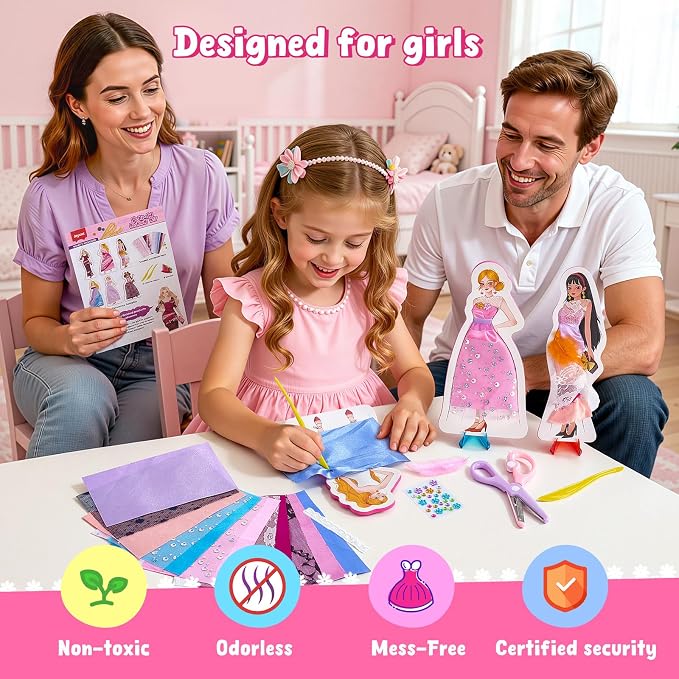JoyCat Fashion Design Poke Art Kit for Girls, 6 No-Sew Mannequins | A hands-on alternative to paper dolls and fashion plates: cut real fabric and poke it into 6 reusable EVA mannequins.