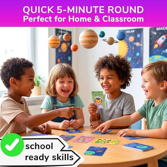 QUOKKA Trivia Games for Kids – Space Facts & Astronomy – Fun Card Game for Family Game Night – Educational Trivia Cards for Kids, Family and Adults – Travel Games Gift for Teenage Boys & Girls 4-8