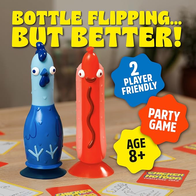Big Potato Chicken vs Hotdog Action Party Game for Kids and Adults | Flip Your Sling'em, Silly Board Game, Head-to-Head Flipping Duel, Fast & Funny, 2+ Players, Ages 8+, Yard and Outdoor Game