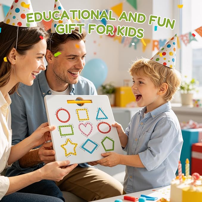 GAMENOTE Magnetic Shapes Lines Tracing Board Double Sided, Pencil Control | 2 in 1 pencil control practice toy, road trip car activity, preschool classroom learning, toy for kids ages 3-5