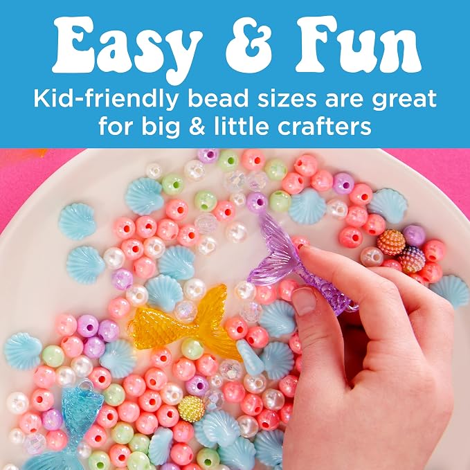 Creativity for Kids Mermaid Bead Jewelry Jar: Create 40+ Friendship Bracelets for Girls, DIY Girls Beads Jewelry Making Kit, Summer Activities for Kids & Mermaid Gifts (Ages 6+)