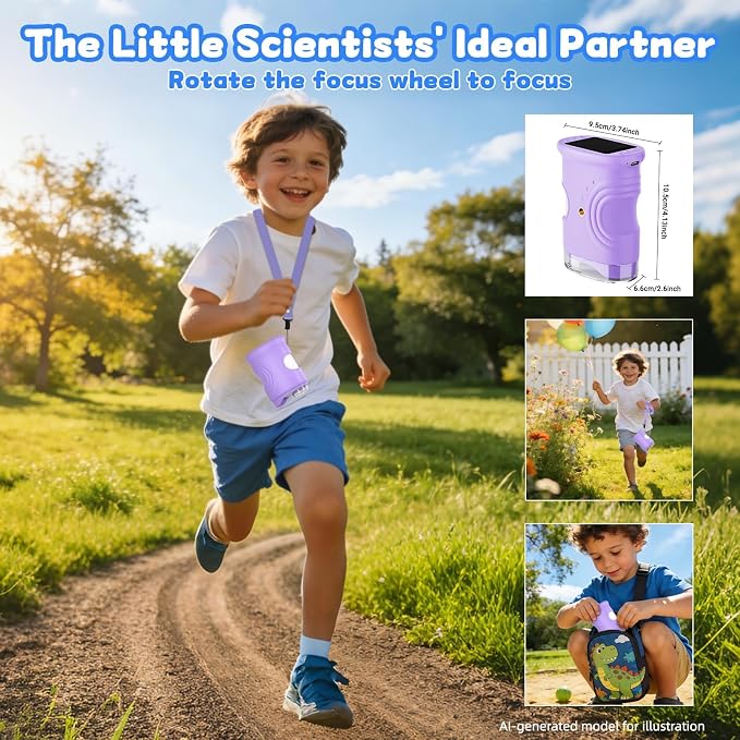1000X Handheld Microscope for Kids: Pocket Digital Microscope with 1080P&2.0''IPS Screen&Photo/Video - Portable Edu Science Kits for Girls Boys - STEM Toys Birthday Gifts Ages 3-6 6-12(Purple)