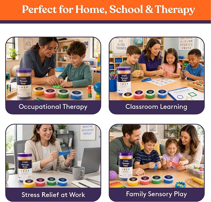 Special Supplies Therapy Putty for Kids and Adults - Resistive Hand Exercise Stress Relief Therapy Putty Kit, Set of 4 Strengths, Three Ounces of Each Putty