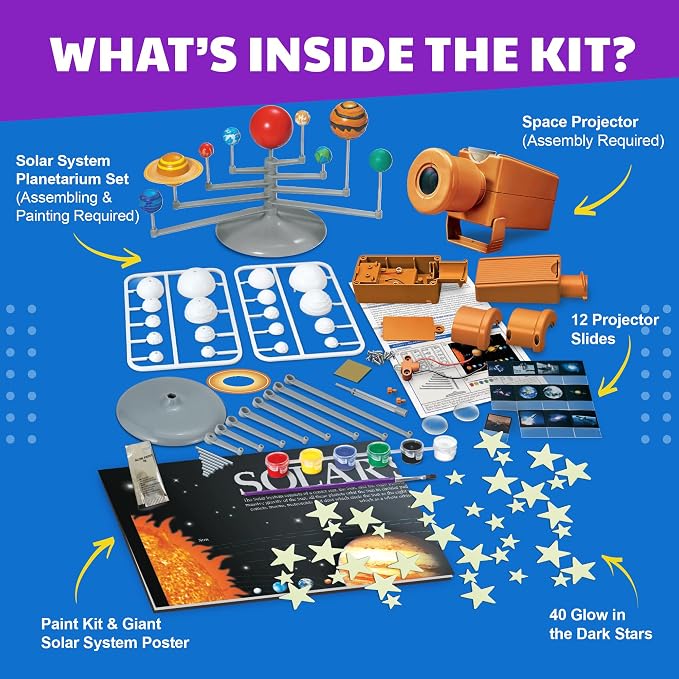 4M - STEAM Space Exploration - Build & Paint Solar System Planetarium Model, Assemble Space Toys Projector with Slides, Includes Glow Stars & Poster - Educational Science Planet Toys Kit, Kids Ages 5+ | Space Exploration STEAM Activity Kit for Kids