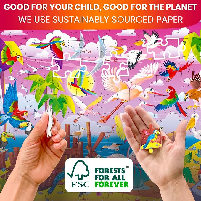 100 Piece Puzzles for Kids Ages 6-8 - 4 Jigsaw Kids Puzzles Ages 4-6 | Search and Find Ocean Forest Animals - Kids Puzzles Ages 5-8 - Learning Educational Game Toys for Children Ages 8-10