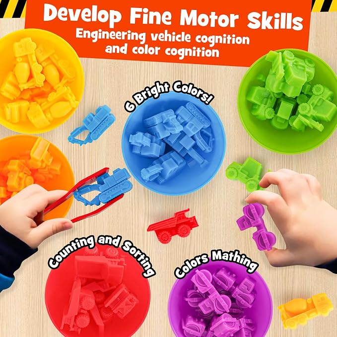 Counting Transportation Color Sorting Toys for Kids,Montessori STEM Sensory Preschool Educational Activities Learning Fine Motor Sorting Matching Games for Kids Boys Girls Ages 3+