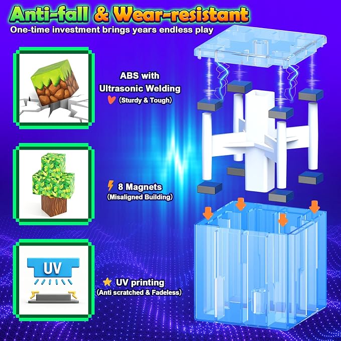 Magnetic Blocks - 100PCS 0.8" Building Cubes Mine Magnet World Craft Set | Sensory Autistic Kids Friendly Focus Toys - Magical Enchanted Playset, STEM Creative Toy Gifts for Ages 3-5 4-6 5-7 8-12