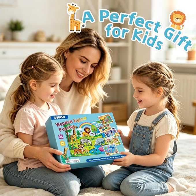 Puzzles for Kids Ages 4-6, 6-Pack 30-Piece Wooden Kids Puzzles | Discovery World Themes | Educational Puzzles for Kids Ages 3-5, Age-Appropriate Learning Toys, Ages 3+